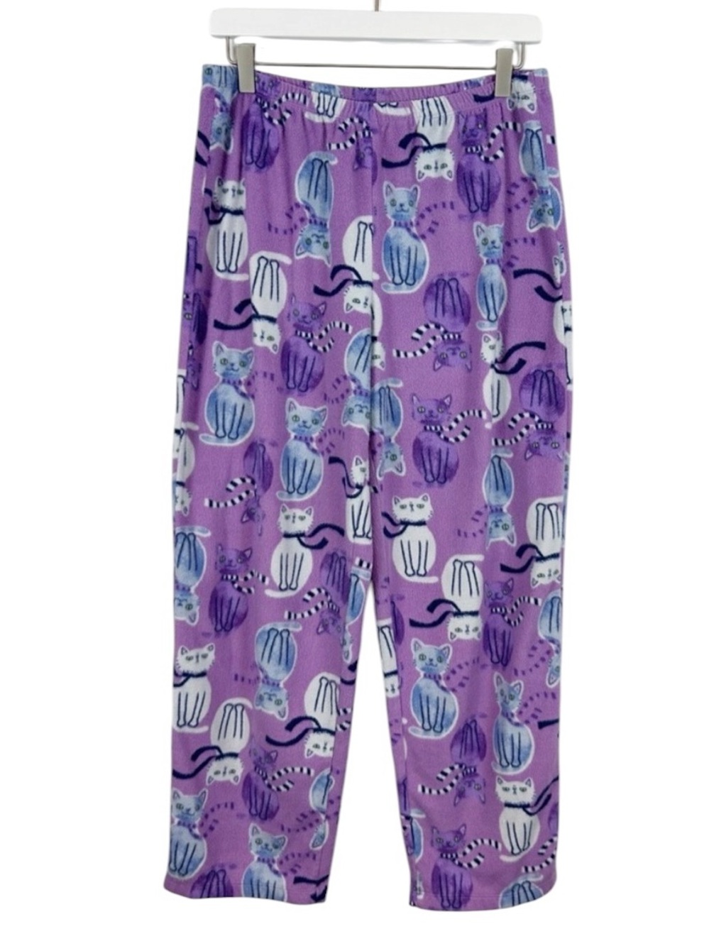 Hue Fleece Purple Cat Print Pajama Pants Size Large